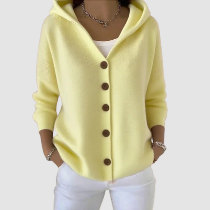 Elizabeth | Hooded Cardigan with Button Front and Long Sleeves
