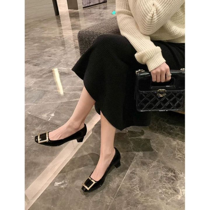 Elsie | Heels with Square Toe and Buckle Detail