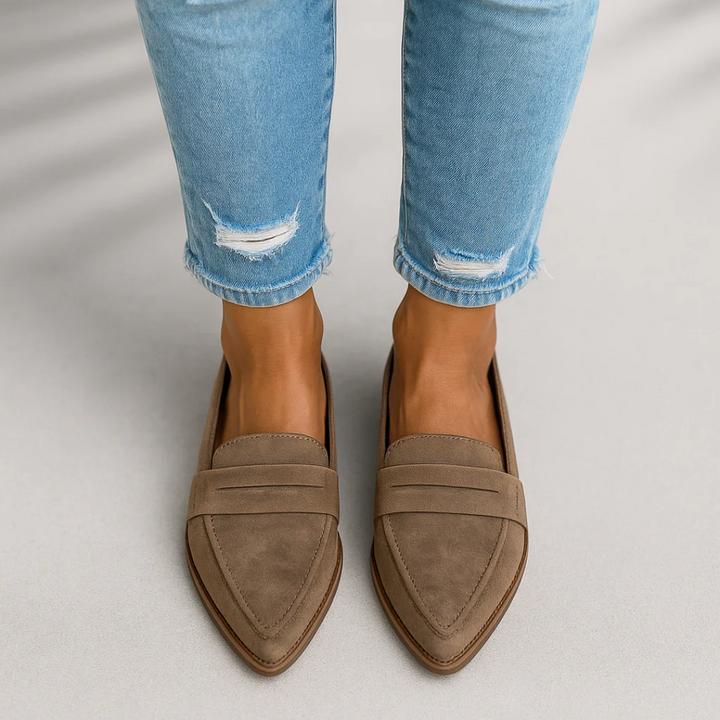 Elsie | Leather Loafers with Pointed Toe and Slip-on Design