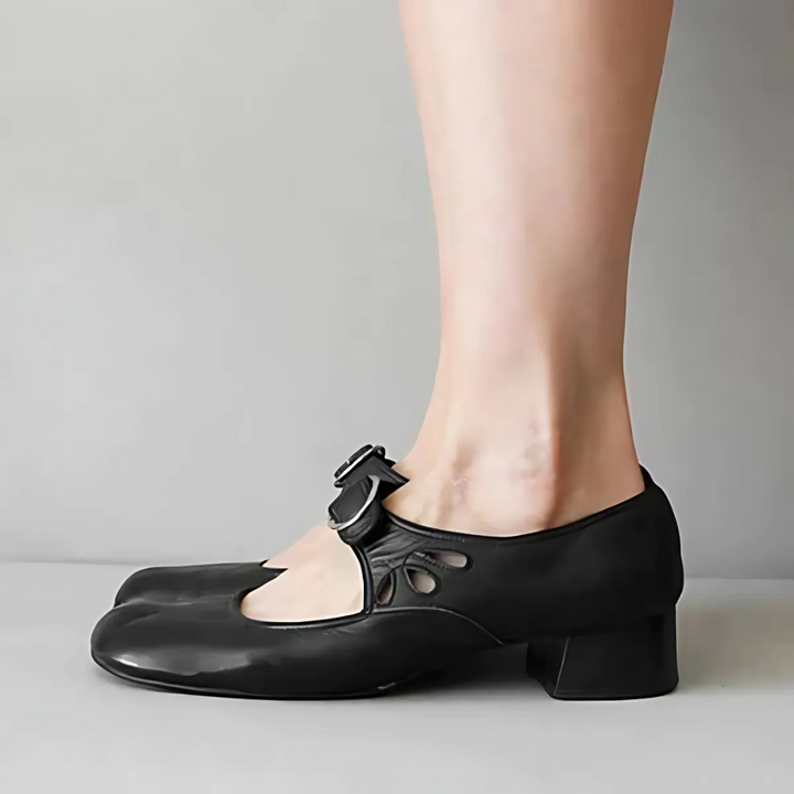 Erica | Mary Jane Shoes with Buckle Strap and Block Heel
