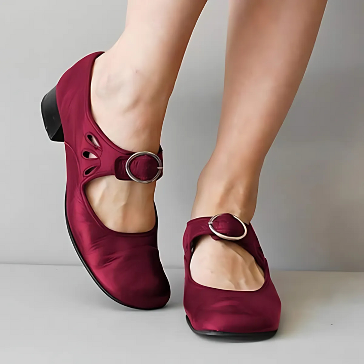 Erica | Mary Jane Shoes with Buckle Strap and Block Heel