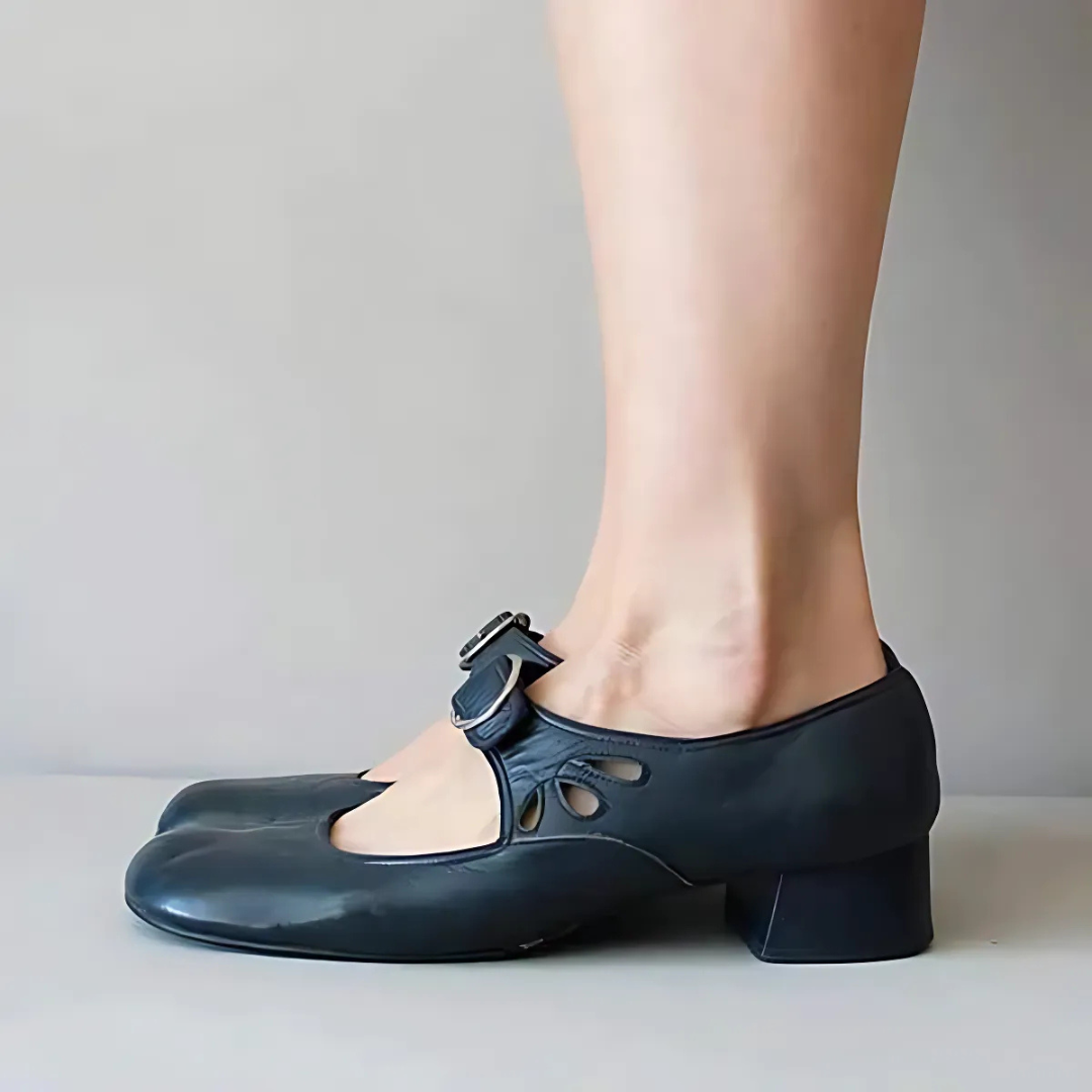 Erica | Mary Jane Shoes with Buckle Strap and Block Heel
