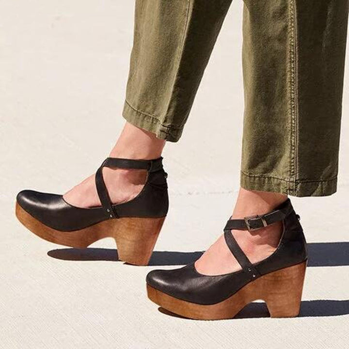 Erin | Clogs with Wedge Heel and Ankle Strap