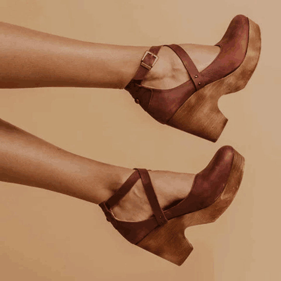 Erin | Clogs with Wedge Heel and Ankle Strap