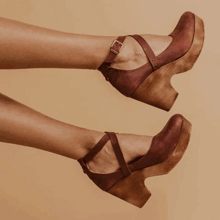 Erin | Clogs with Wedge Heel and Ankle Strap