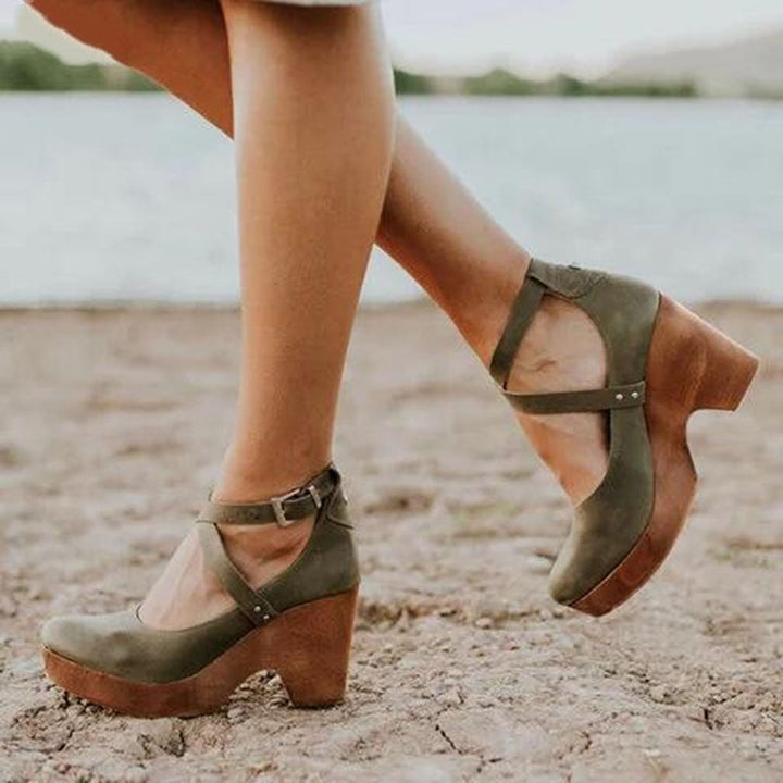Erin | Clogs with Wedge Heel and Ankle Strap