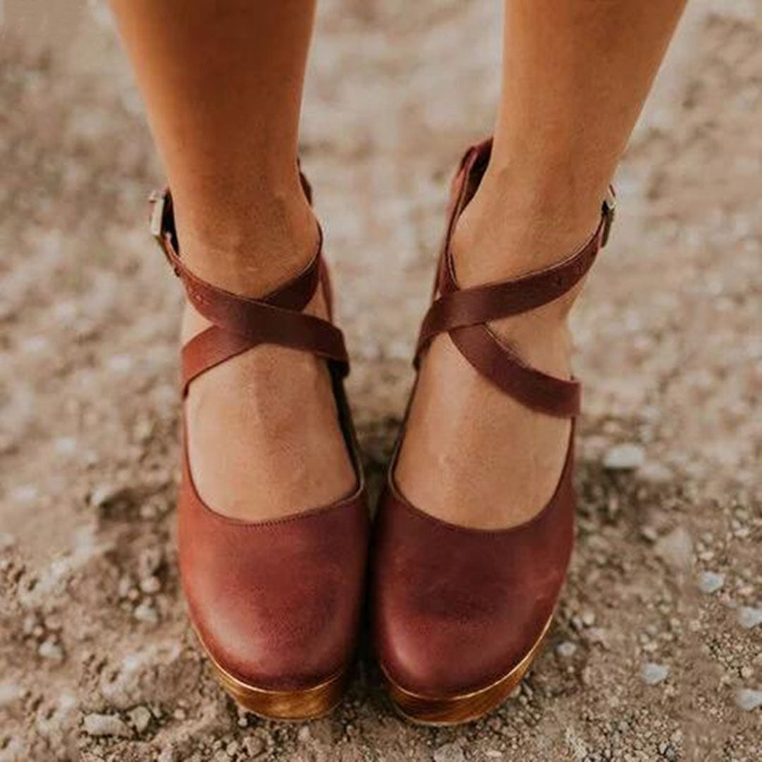 Erin | Clogs with Wedge Heel and Ankle Strap