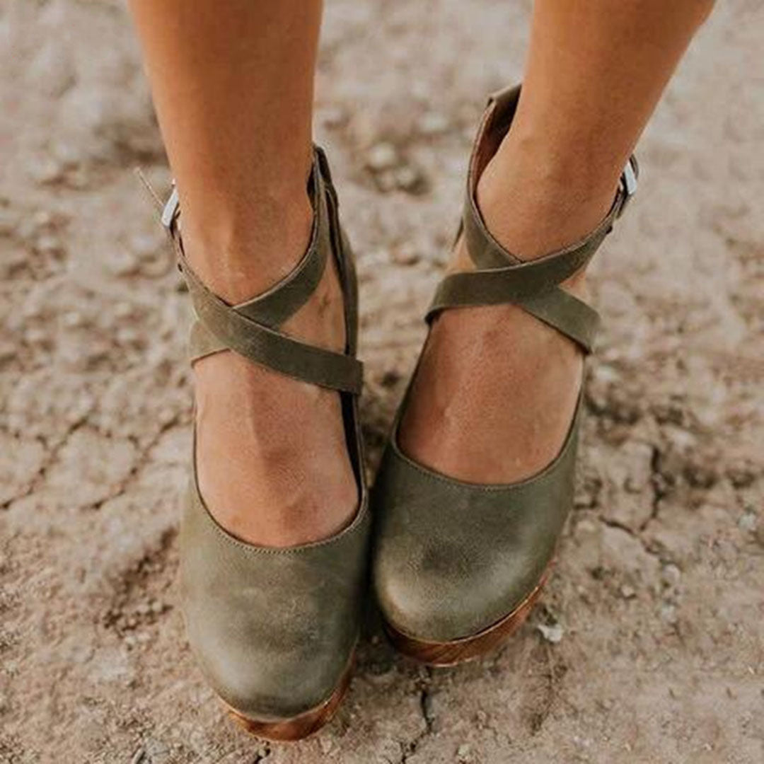 Erin | Clogs with Wedge Heel and Ankle Strap