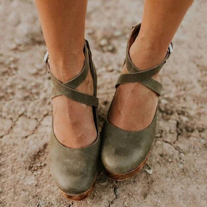 Erin | Clogs with Wedge Heel and Ankle Strap