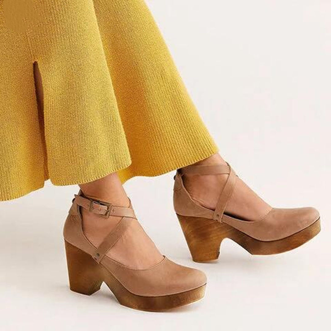 Erin | Clogs with Wedge Heel and Ankle Strap