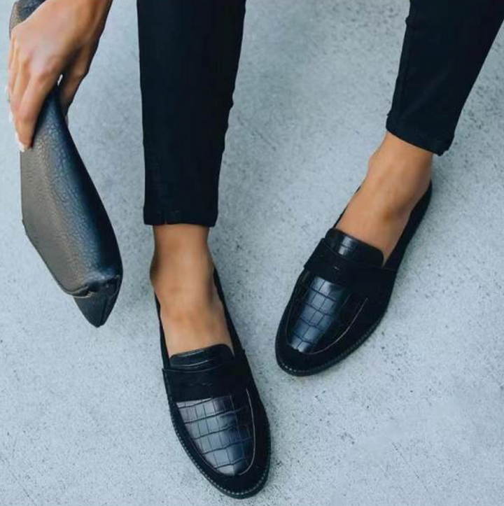 Evelyn | Crocodile Embossed Loafers with Slip On Design