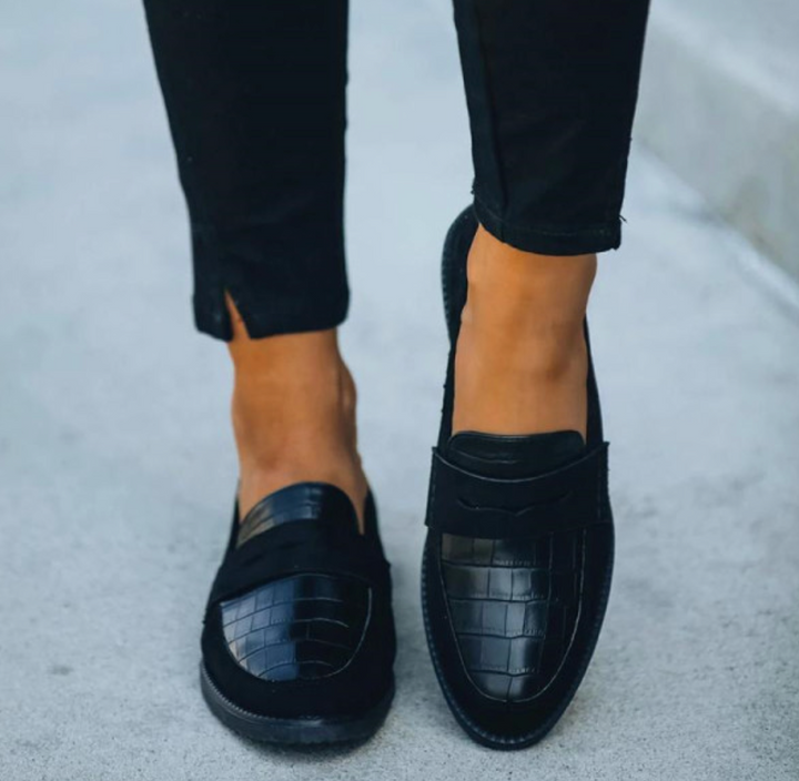 Evelyn | Crocodile Embossed Loafers with Slip On Design