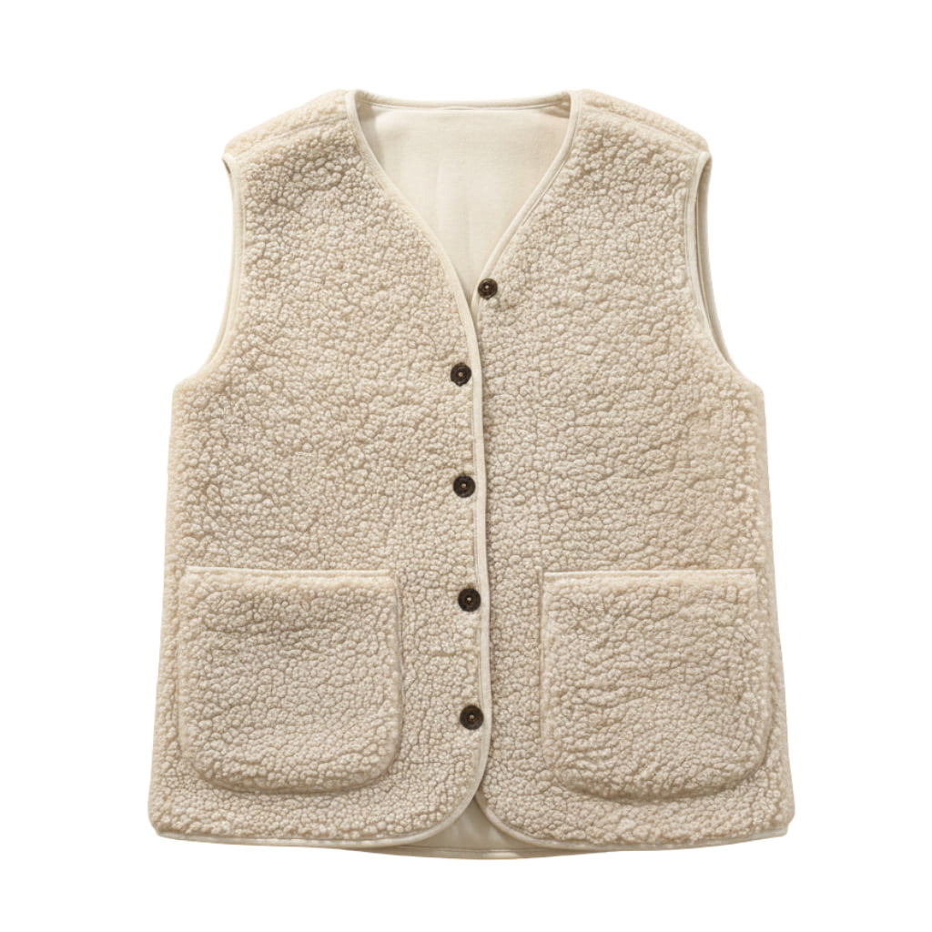 Felicia | Sherpa Vest with V Neck and Button Front