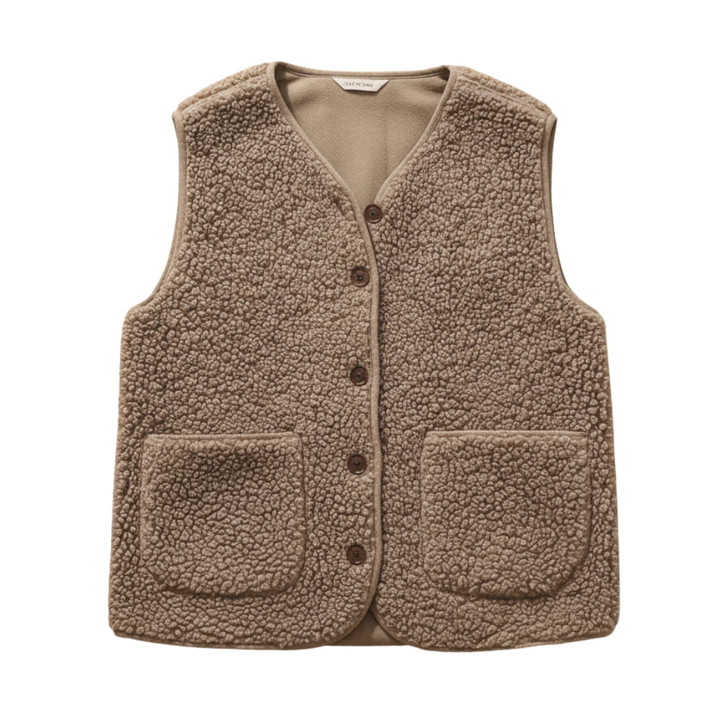 Felicia | Sherpa Vest with V Neck and Button Front