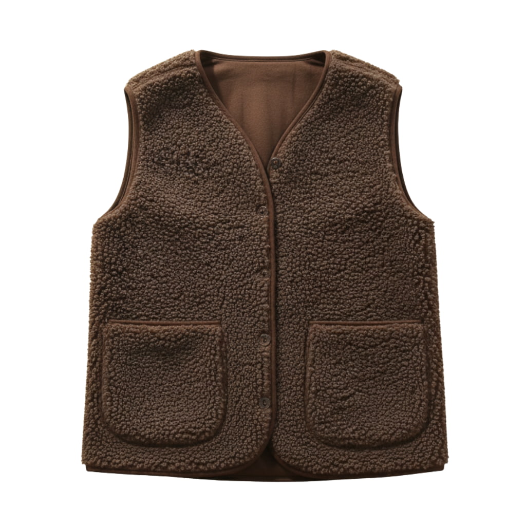 Felicia | Sherpa Vest with V Neck and Button Front