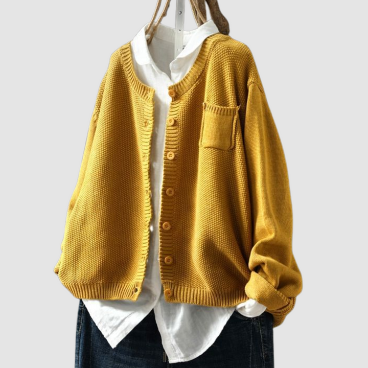 Genevieve | Cardigan with Crew Neck and Button Front