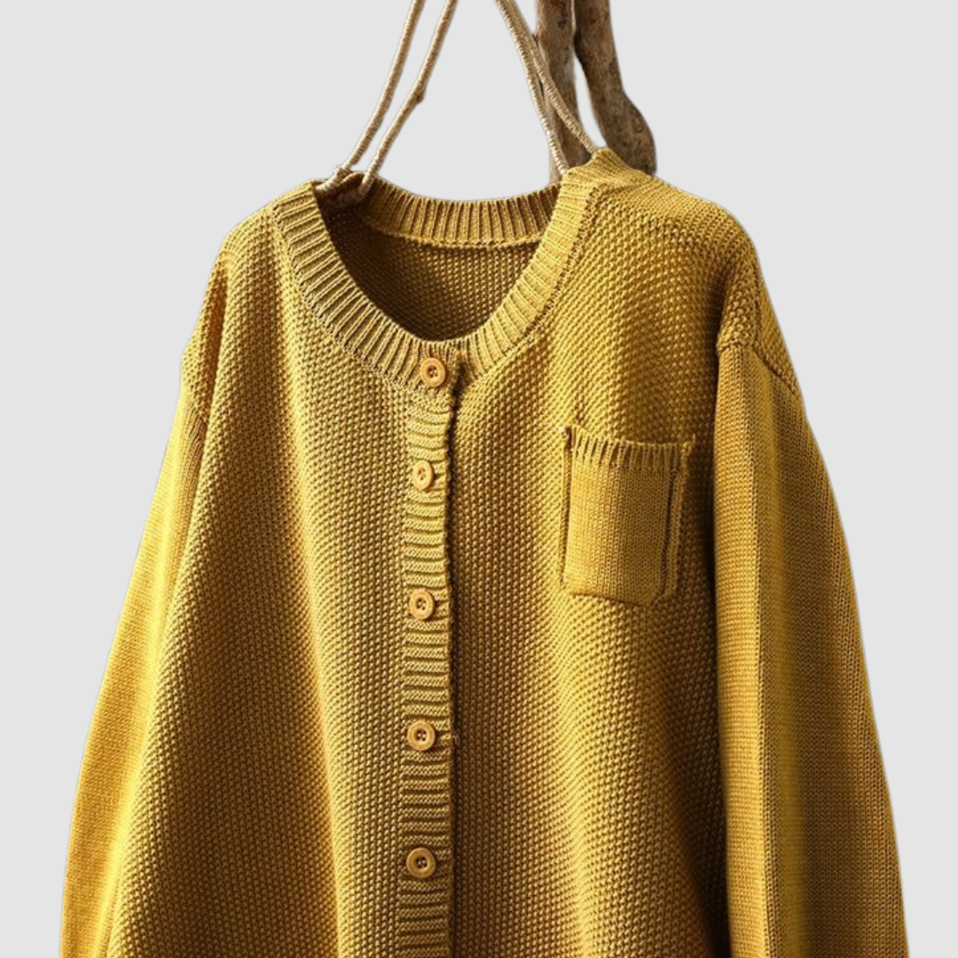 Genevieve | Cardigan with Crew Neck and Button Front