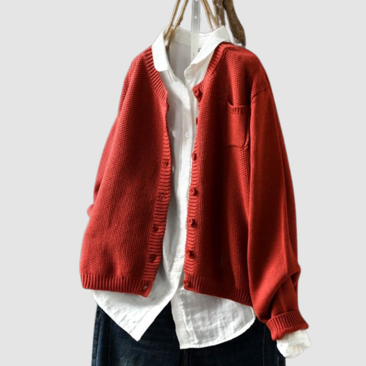 Genevieve | Cardigan with Crew Neck and Button Front