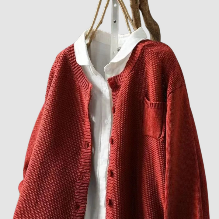 Genevieve | Cardigan with Crew Neck and Button Front