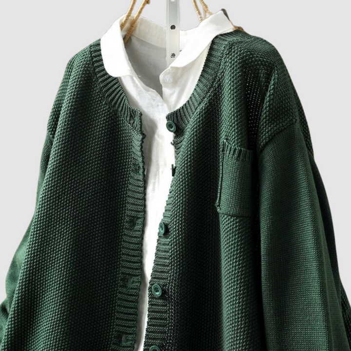 Genevieve | Cardigan with Crew Neck and Button Front