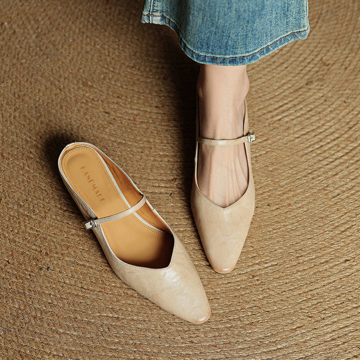 Genevieve | Mary Jane Shoes with Pointed Toe and Buckle Strap
