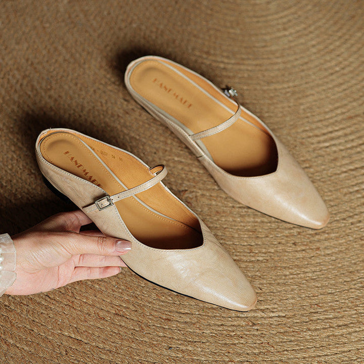Genevieve | Mary Jane Shoes with Pointed Toe and Buckle Strap