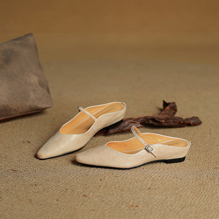 Genevieve | Mary Jane Shoes with Pointed Toe and Buckle Strap
