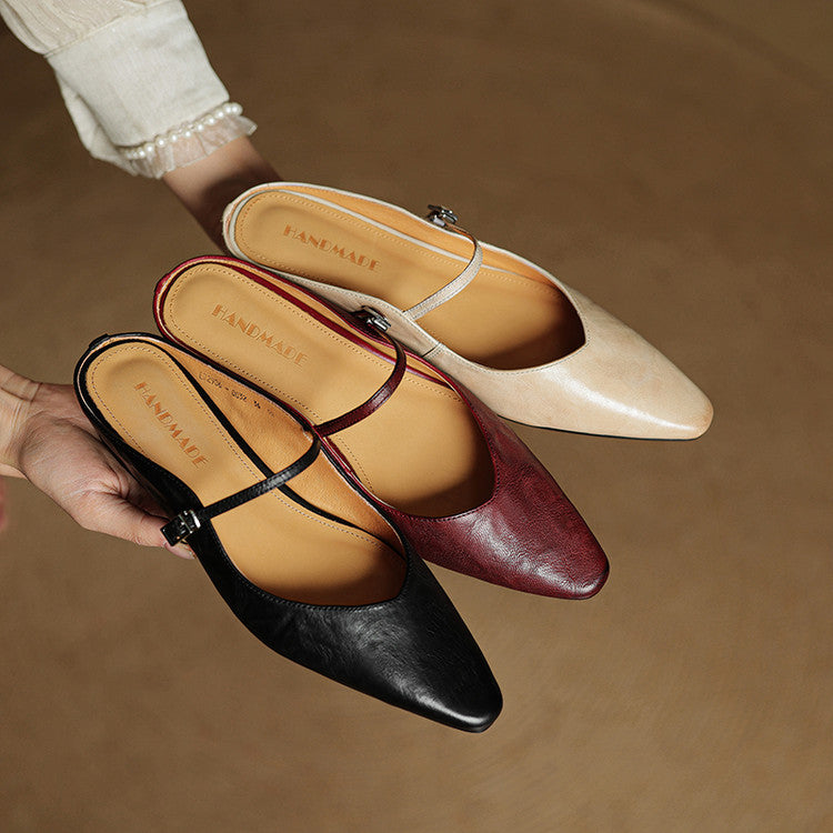 Genevieve | Mary Jane Shoes with Pointed Toe and Buckle Strap