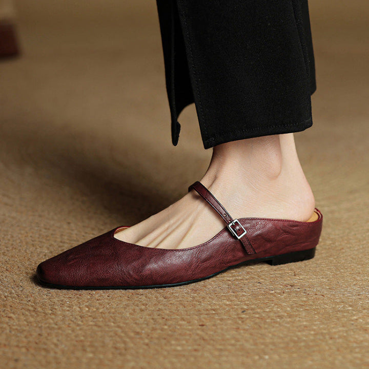 Genevieve | Mary Jane Shoes with Pointed Toe and Buckle Strap
