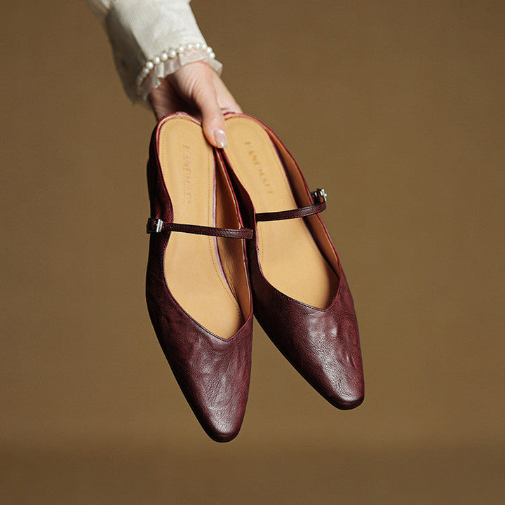 Genevieve | Mary Jane Shoes with Pointed Toe and Buckle Strap