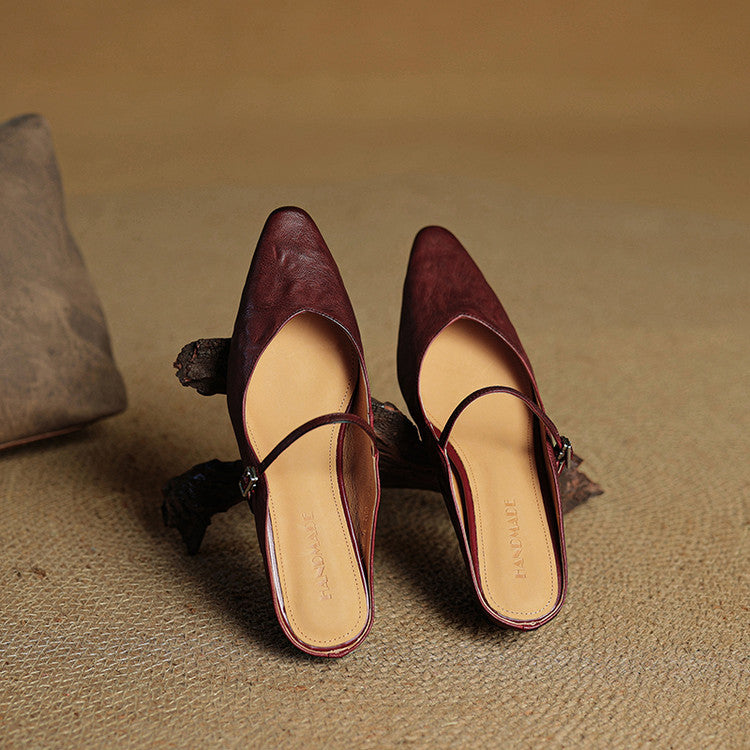 Genevieve | Mary Jane Shoes with Pointed Toe and Buckle Strap