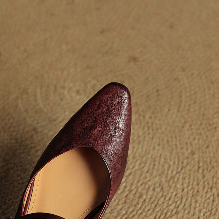 Genevieve | Mary Jane Shoes with Pointed Toe and Buckle Strap