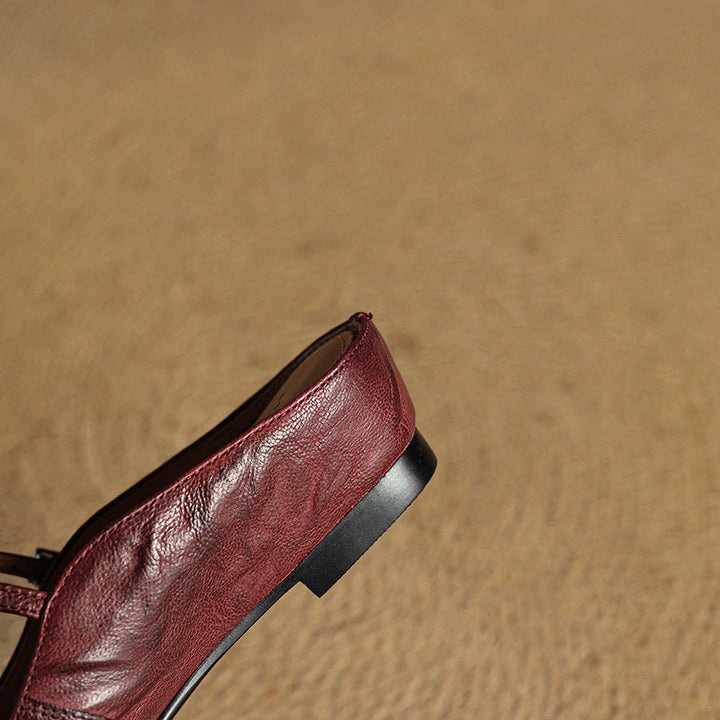 Genevieve | Mary Jane Shoes with Pointed Toe and Buckle Strap
