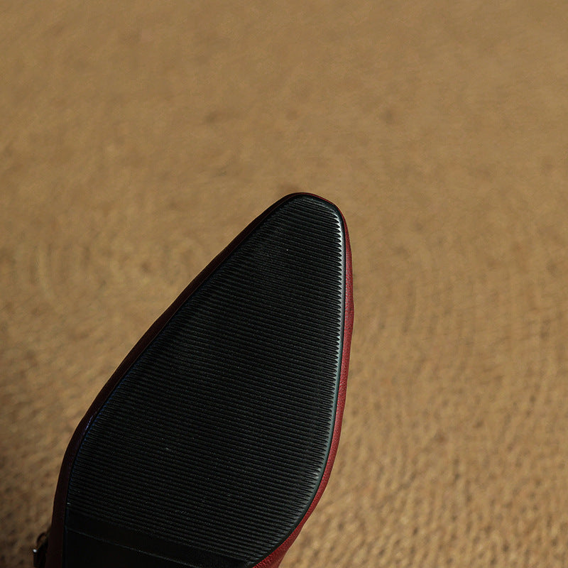 Genevieve | Mary Jane Shoes with Pointed Toe and Buckle Strap