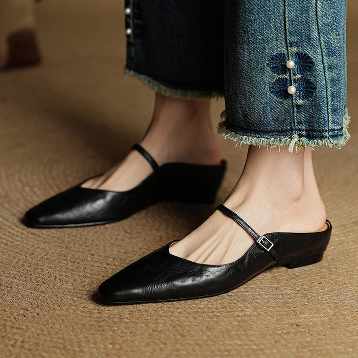 Genevieve | Mary Jane Shoes with Pointed Toe and Buckle Strap