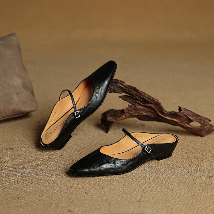 Genevieve | Mary Jane Shoes with Pointed Toe and Buckle Strap