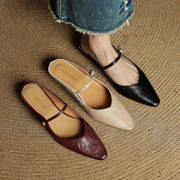 Genevieve | Mary Jane Shoes with Pointed Toe and Buckle Strap