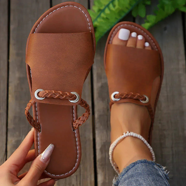 Georgette | Braided Slip On Sandals with Open Toe