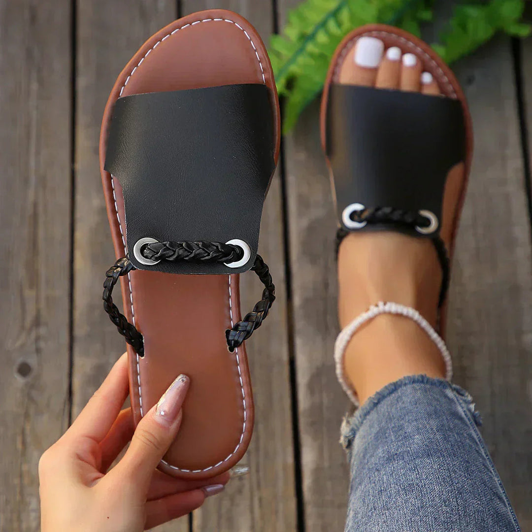 Georgette | Braided Slip On Sandals with Open Toe