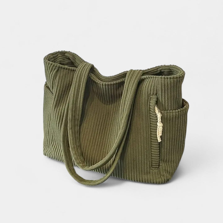 Gloria | Corduroy Tote Bag with Exterior Pockets and Shoulder Straps