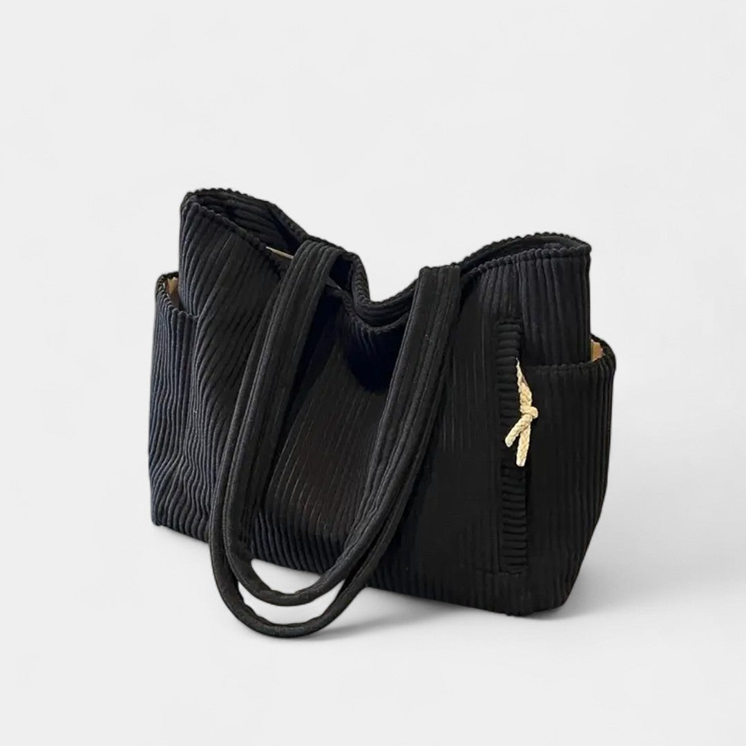 Gloria | Corduroy Tote Bag with Exterior Pockets and Shoulder Straps