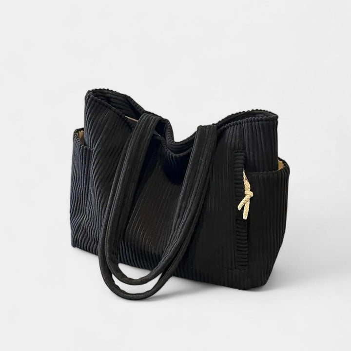 Gloria | Corduroy Tote Bag with Exterior Pockets and Shoulder Straps