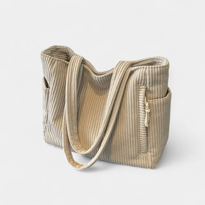 Gloria | Corduroy Tote Bag with Exterior Pockets and Shoulder Straps