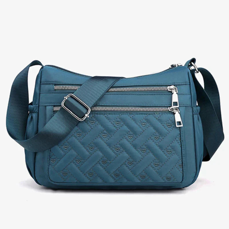 Gloria | Quilted Crossbody Bag with Zipper Pockets and Adjustable Strap