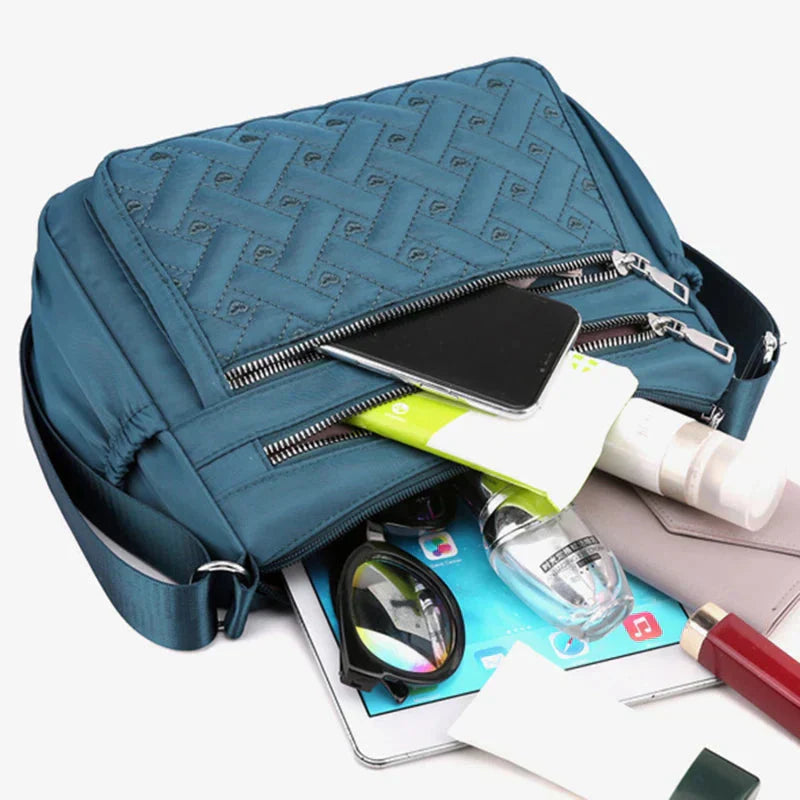 Gloria | Quilted Crossbody Bag with Zipper Pockets and Adjustable Strap