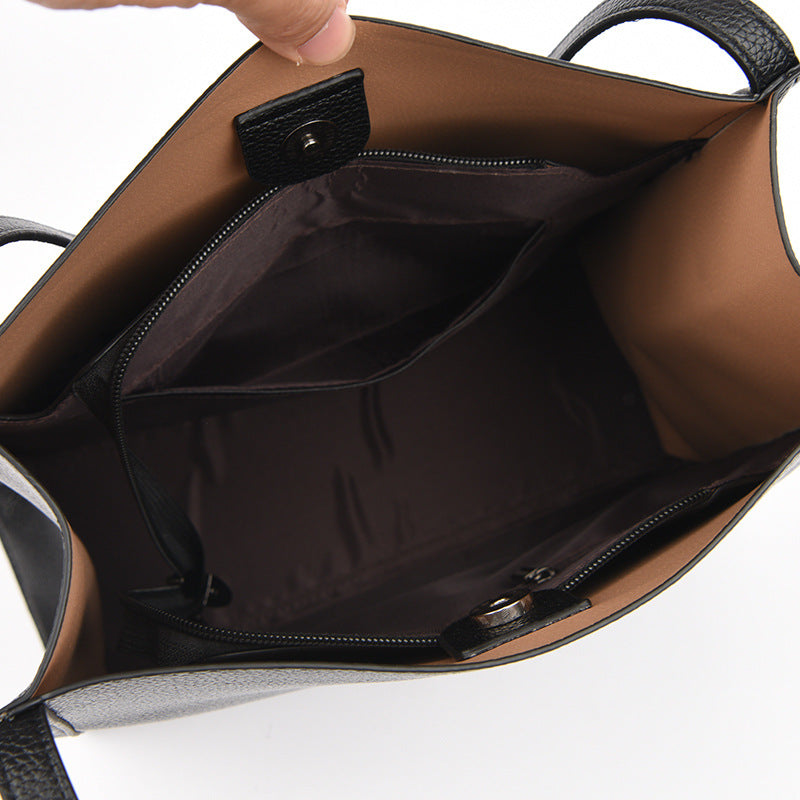 Grace | Leather Shoulder Bag with Top Handle and Snap Closure