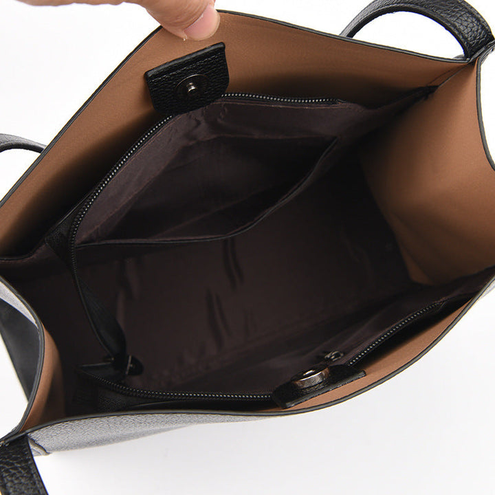 Grace | Leather Shoulder Bag with Top Handle and Snap Closure