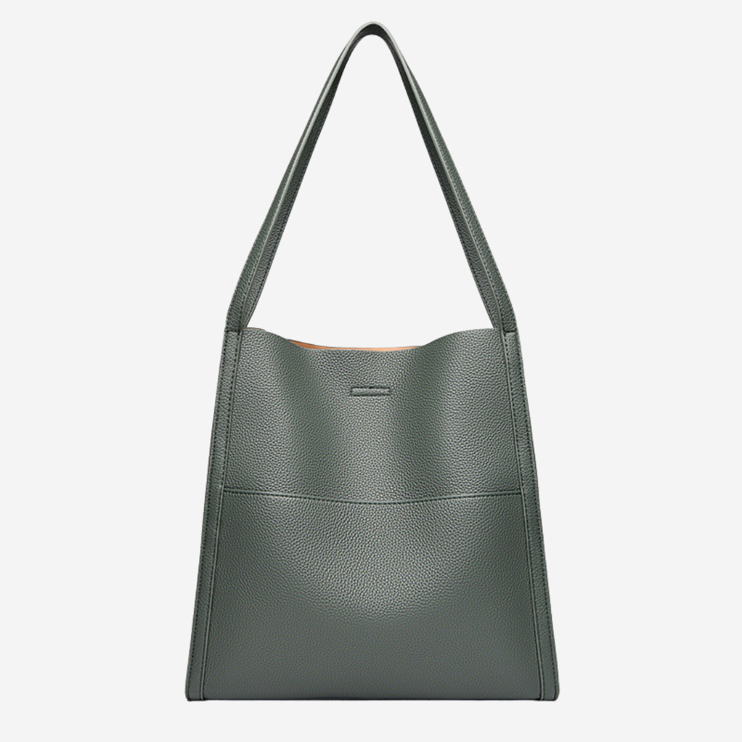 Grace | Leather Shoulder Bag with Top Handle and Snap Closure