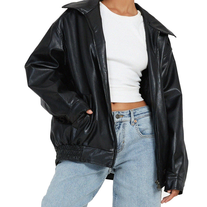 Gwendolyn | Bomber Jacket with Collared Neck and Zipper Closure