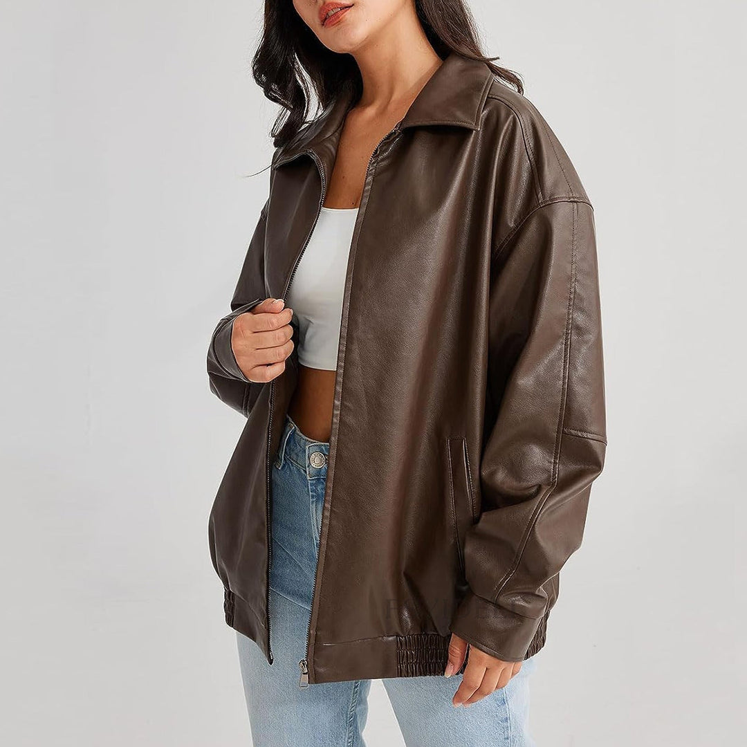 Gwendolyn | Bomber Jacket with Collared Neck and Zipper Closure